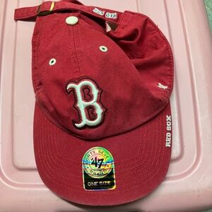 Boston Red Sox ‘47 Brand Clean Up adjustable red hat one size fits all Dad hat